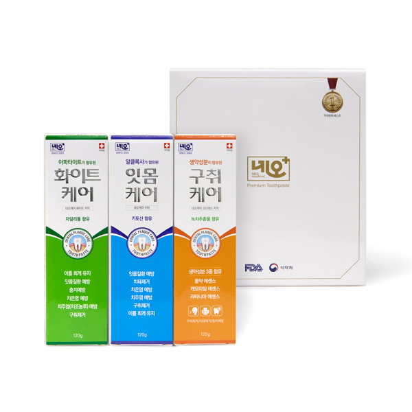 (약국판매용) [네오메디칼]  기능성 치약 3종세트  (화이트케어120g+잇몸케어120g+구취케어120g) | 쿠독 | 쇼핑 파트너 종합쇼핑몰과 도매플랫폼의 만남 COODOK