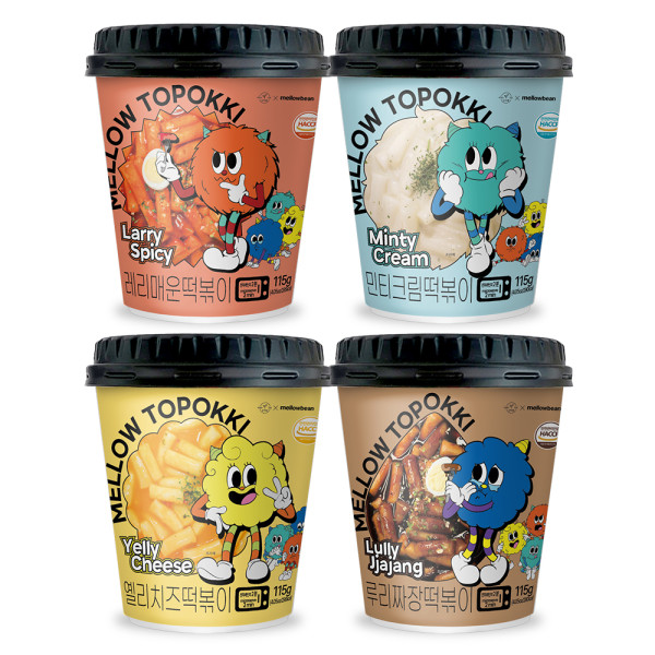 멜로우 컵떡볶이 115g - 래리매운 / 루리짜장 / 민트크림 / 옐리치즈  맛별 8개씩 포장 | 쿠독 | 쇼핑 파트너 종합쇼핑몰과 도매플랫폼의 만남 COODOK