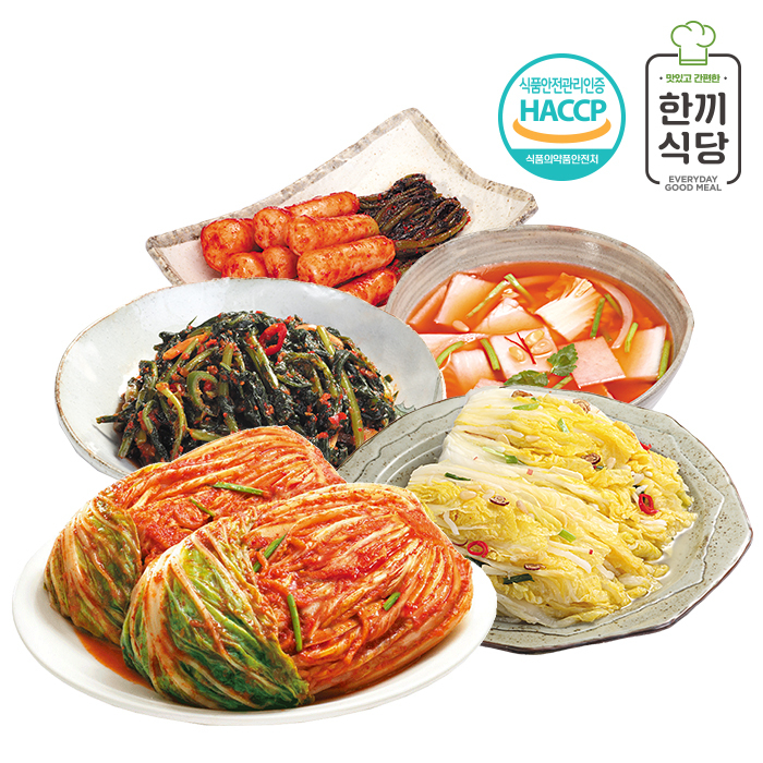 [한끼식당] 우리 농산물 100% 김치 프리미엄 5종세트(포기김치1kg,총각김치1kg,나박김치1kg,열무김치1kg,백김치1kg) | 쿠독 | 쇼핑 파트너 종합쇼핑몰과 도매플랫폼의 만남 COODOK