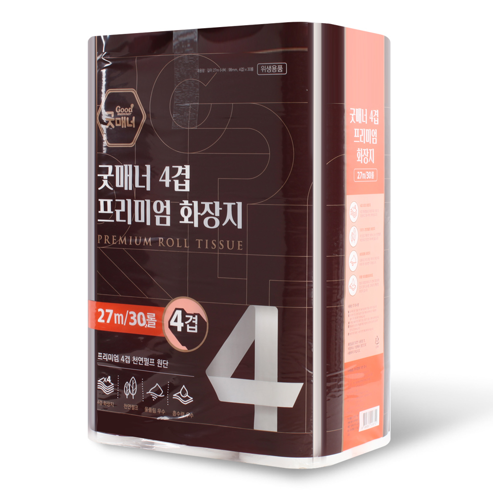 [행복S&P제지]  굿매너 4겹 프리미엄 휴지(화장지) 27M 30롤×1EA | 쿠독 | 쇼핑 파트너 종합쇼핑몰과 도매플랫폼의 만남 COODOK
