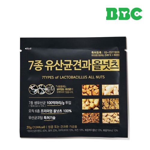 [비비씨] 7종 유산균 견과 올넛츠 100입(무지박스)  프리미엄 견과 6종 + 7종 생유산균 함유 *생유산균 코팅기술 특허등록 : 10-151190 | 쿠독 | 쇼핑 파트너 종합쇼핑몰과 도매플랫폼의 만남 COODOK